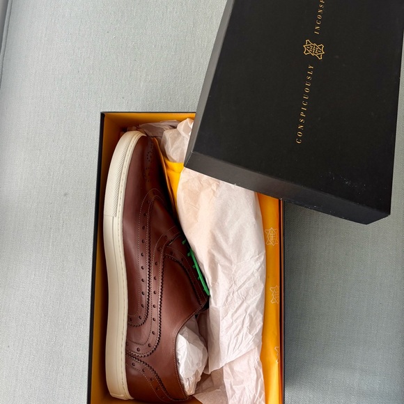 Men's Brown Leather Brogue Undandy Shoes - Picture 7 of 9